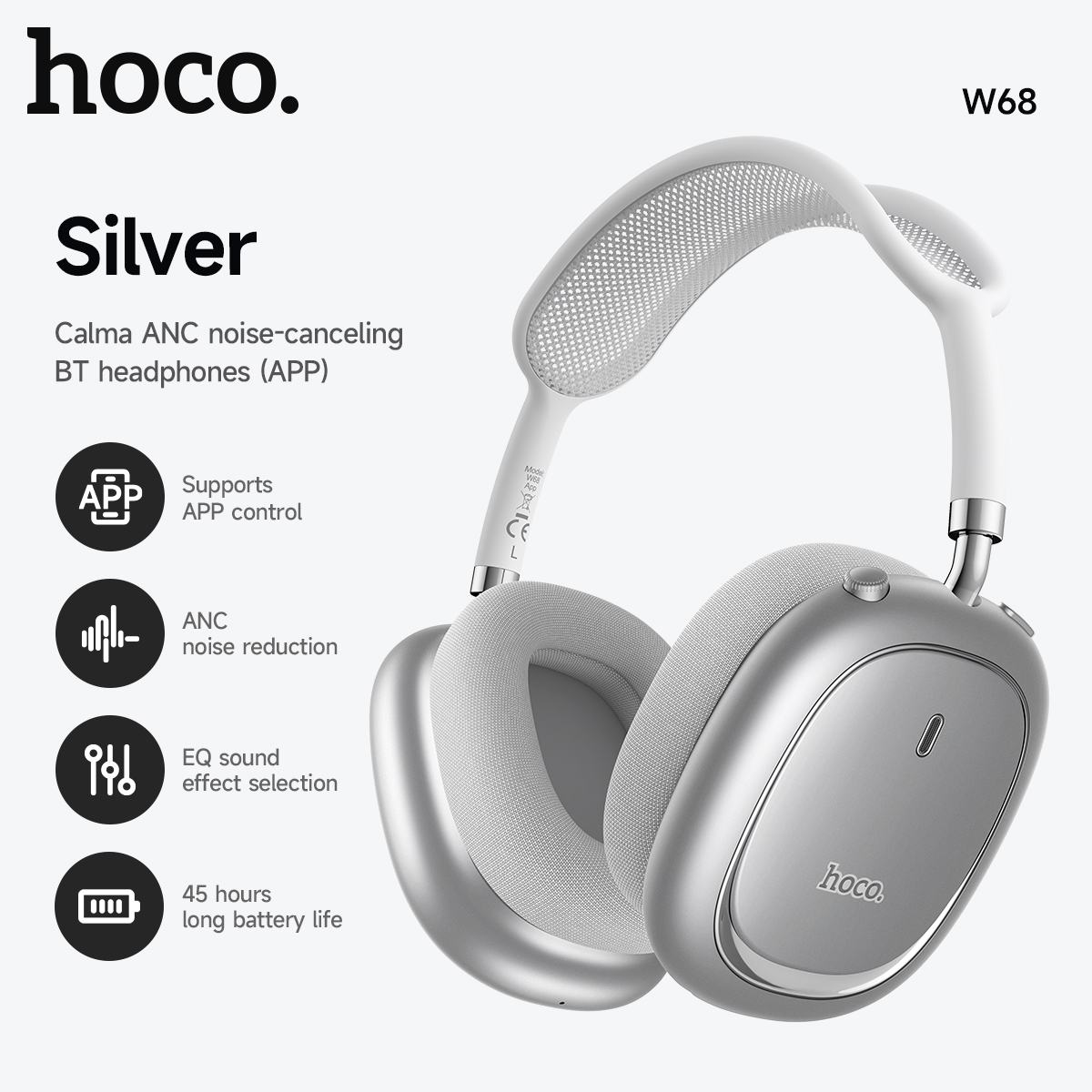 Anc Wireless Over Ear Headphones - سماعات رأس لاسلكية كبيرة بتقنية إلغاء
